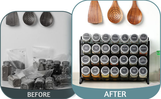 4 strati Wire Iron Mesh Spice Jar Rack per cucina Organizzazione Rack Dimensione 30*9.8*23.3cm