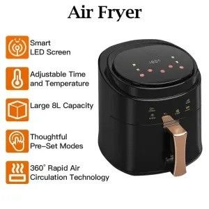 8L 1400W Smart Touch Screen Custom Oil Free Electric Deep Fryer Hot Air Fryer Adatto