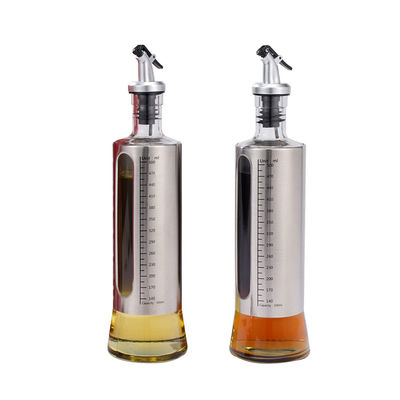 Acciaio inossidabile contenitore di doppio vetro condimenti cucina bottiglia spray olio d'oliva con scala