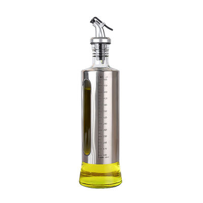 Acciaio inossidabile contenitore di doppio vetro condimenti cucina bottiglia spray olio d'oliva con scala