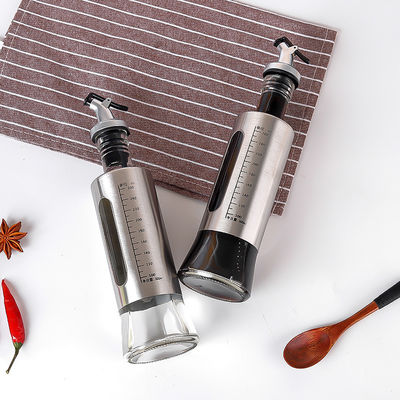 Acciaio inossidabile contenitore di doppio vetro condimenti cucina bottiglia spray olio d'oliva con scala