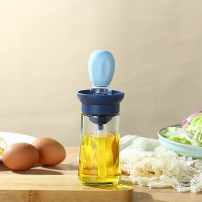 Bottiglia di distribuzione di olio di cucina sostenibile con scala e spazzola da griglia in silicone per la casa