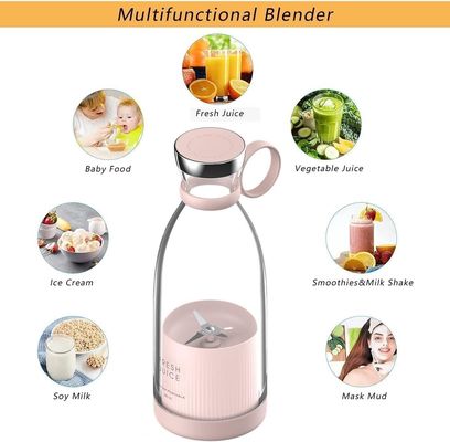 Succatore portatile ricaricabile USB blender 350ml 4 lame rosa mini elettrico per i viaggi