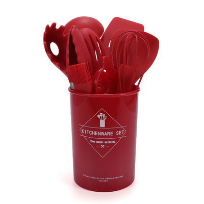 Set di spatola in silicone per cucina con secchio di stoccaggio utensili da cucina a 12 pezzi non appiccicosi