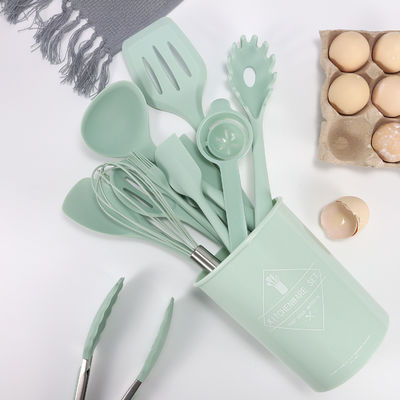 Set di spatola in silicone per cucina con secchio di stoccaggio utensili da cucina a 12 pezzi non appiccicosi