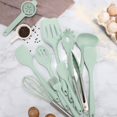 Set di spatola in silicone per cucina con secchio di stoccaggio utensili da cucina a 12 pezzi non appiccicosi