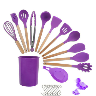 Set di utensili da cucina in silicone di 33 pezzi con spatola antiaderente e maniglia di legno
