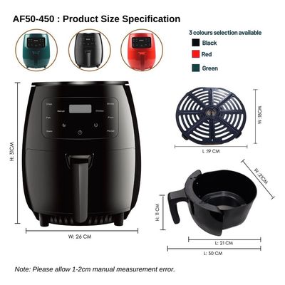2L 3L 3.5L 4.5L 5L 5.5L 7L 7.7L 8L 10L 12L Digital Electric Air Fryer per fornitori OEM/ODM