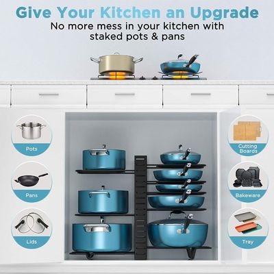 Cucina regolabile Arredamento vaso e organizzatore di padelle 8 livello Rack con 3 metodi fai-da-te