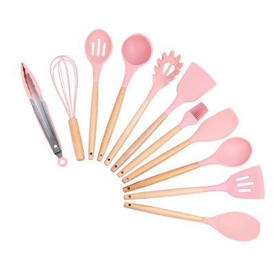 Set di utensili da cucina in silicone verde da 18 pezzi con secchio di stoccaggio