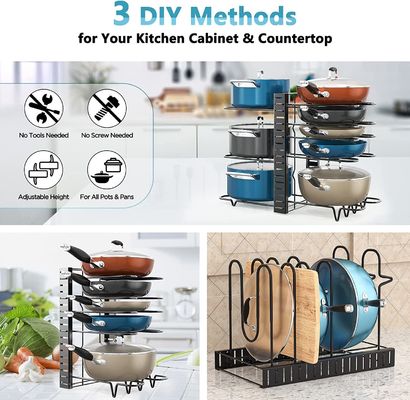 Cucina regolabile Arredamento vaso e organizzatore di padelle 8 livello Rack con 3 metodi fai-da-te