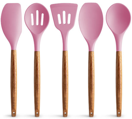 Set di utensili da cucina ad alta temperatura per cucina 5 pezzi non appiccicoso cucchiaio di spatola di silicone