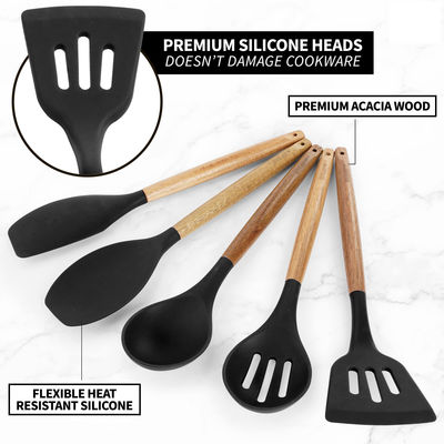 Set di utensili da cucina ad alta temperatura per cucina 5 pezzi non appiccicoso cucchiaio di spatola di silicone