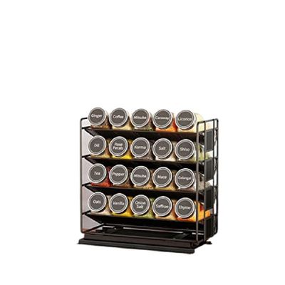 25.6*13*26cm Cucina nera Ferrovia scorrevole Rack di spezie Multi-livello di stoccaggio Organizzatore di ferro