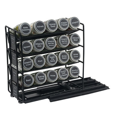 25.6*13*26cm Cucina nera Ferrovia scorrevole Rack di spezie Multi-livello di stoccaggio Organizzatore di ferro