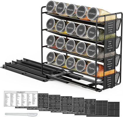 25.6*13*26cm Cucina nera Ferrovia scorrevole Rack di spezie Multi-livello di stoccaggio Organizzatore di ferro