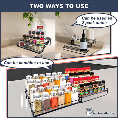 Organizzatore per scaffalature di spezie alimentari in ferro cotto con lacca per armadietto 4 Tier Step Shelf Holder