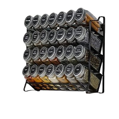 Organizzatore di bottiglie di spezie a tre livelli di tipo metallico per il bancone della cucina