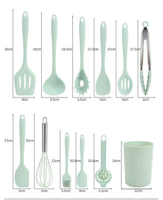 995G Set di utensili da cucina in gel di silicio con maniglia di legno e secchio di cartone di taglio