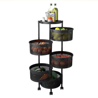 Organizzazione versatile Cucina Rack di stoccaggio con cinque strati e cesti rotondi neri