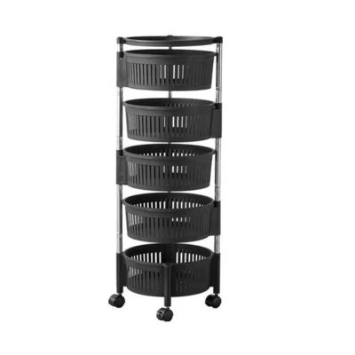 Organizzazione versatile Cucina Rack di stoccaggio con cinque strati e cesti rotondi neri