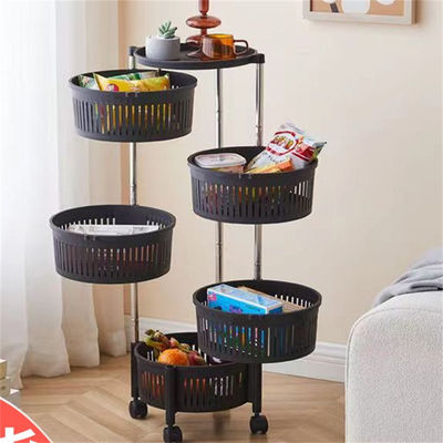 Organizzazione versatile Cucina Rack di stoccaggio con cinque strati e cesti rotondi neri