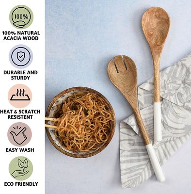 Set da cucina in legno di acacia a 5 pezzi cucchiaio con forchetta a spatola con fessura