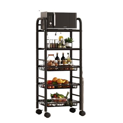 5 strati rotanti in acciaio al carbonio scaffale da cucina con struttura quadrata e ruote