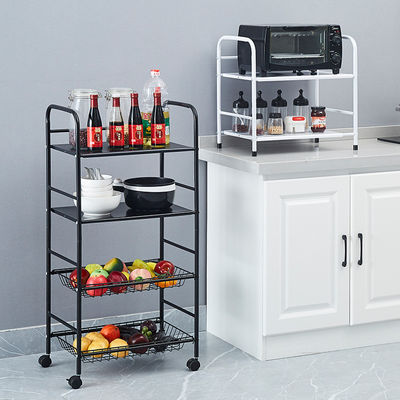 5 strati rotanti in acciaio al carbonio scaffale da cucina con struttura quadrata e ruote