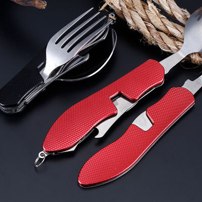 Set di utensili da campeggio pieghevoli coltello a cucchiaio in acciaio inossidabile per attività all'aria aperta