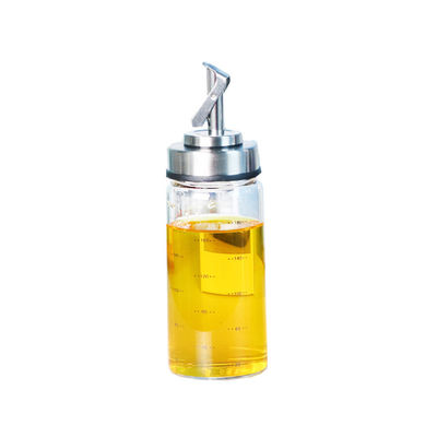 Bottiglia di olio per cucina con apertura e chiusura automatiche in vetro ad alto borosilicato 6.4*25cm