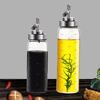 Bottiglia di olio per cucina con apertura e chiusura automatiche in vetro ad alto borosilicato 6.4*25cm