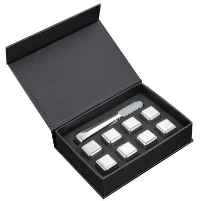 Disegno Whiskey Ice Stone Set 8 PCS Cubi in acciaio inossidabile con scatola regalo Tong e EVA
