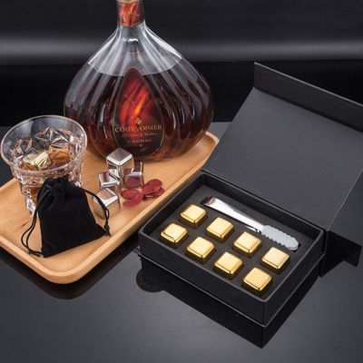 Disegno Whiskey Ice Stone Set 8 PCS Cubi in acciaio inossidabile con scatola regalo Tong e EVA