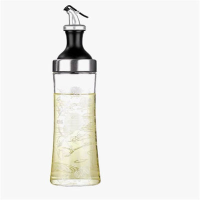 Serbatoio di olio di vetro ad alto borosilicato per uso domestico con becco curvo e misura di controllo dell'olio