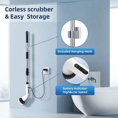 9 Pulizzatrice elettrica per vasca da bagno senza fili con teste sostitutive per spazzole per pulizia domestica