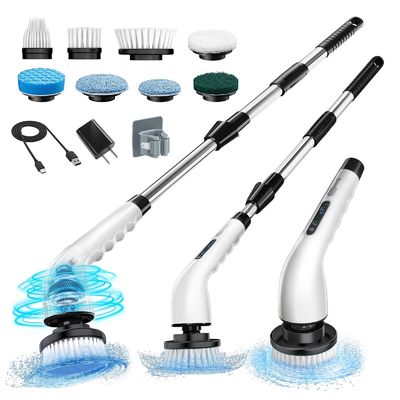 9 Pulizzatrice elettrica per vasca da bagno senza fili con teste sostitutive per spazzole per pulizia domestica