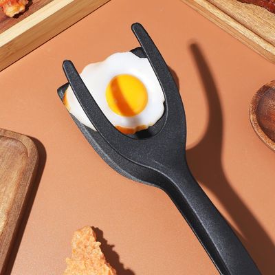 2 in 1 Spatula Tong per utensili da cucina Uovo nero Pinne Tong Pancake Pesce Toast francese