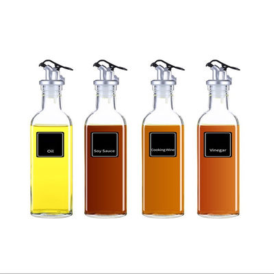 Altri utensili da cucina Quadratura bottiglia di olio in vetro bianco alto con ugello di logo personalizzato
