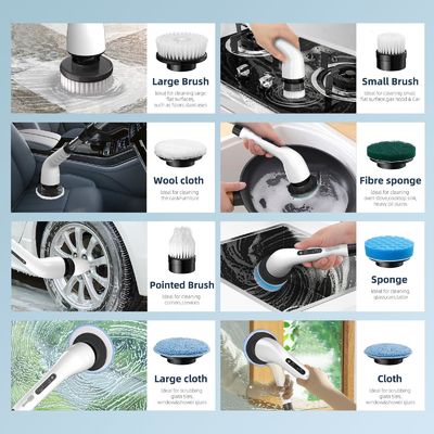 9 Teste di spazzola intercambiabili Pulizzatore elettrico a rotazione con maniglia regolabile e staccabile