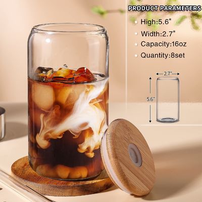 Festa Occasione Morden Luxury 16oz Glass Clear Mason Jug con Capo di Bambù e Paglia