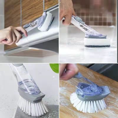 Strumenti da cucina spazzole da pulizia 2 in 1 Spazzola per lavare i piatti con manico lungo e spugna