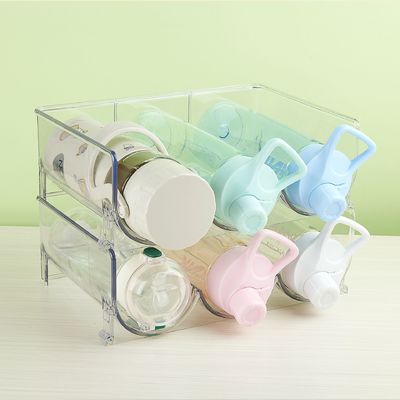 Mensola organizzatrice di vino e bevande in PET per armadietto da cucina frigorifero portabottiglie in plastica