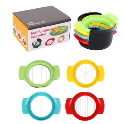 Set di tagliatrici per uova 3 tagliatrici per fette sottili facile strumento manuale di taglio di uova in plastica in PP con supporto per tagliatrici
