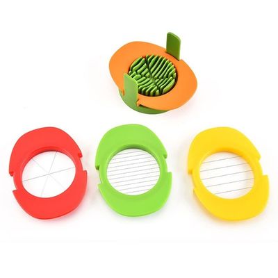 Set di tagliatrici per uova 3 tagliatrici per fette sottili facile strumento manuale di taglio di uova in plastica in PP con supporto per tagliatrici