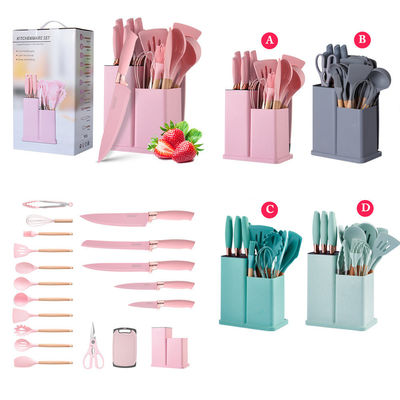 19 pcs manico di legno Silicone utensili da cucina Set per utensili da cucina e riforniti ristorante