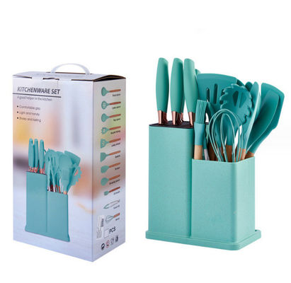 19 pcs manico di legno Silicone utensili da cucina Set per utensili da cucina e riforniti ristorante