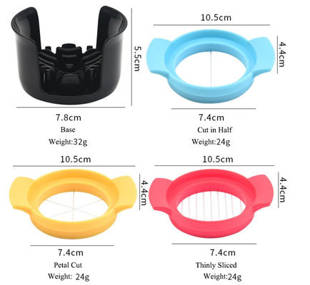 Set di tagliatrici per uova 3 tagliatrici per fette sottili facile strumento manuale di taglio di uova in plastica in PP con supporto per tagliatrici