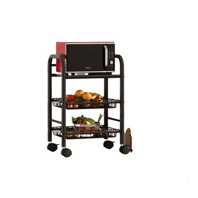 Acciaio al carbonio Tre livelli mobile di stoccaggio rotante scaffale per cucina domestica