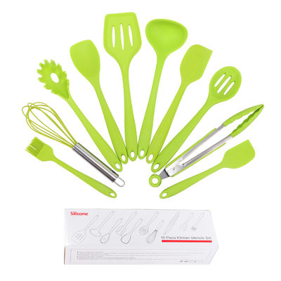 Supporto in silicone verde per l'alta temperatura di cottura in Nonstick Set utensili da cucina 10 Pcs